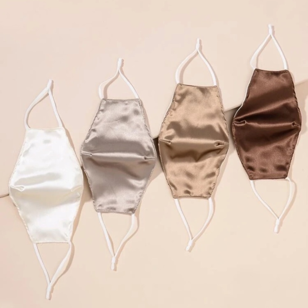 COPY - 4 piece satin face mask with hair ties - Picture 2 of 7